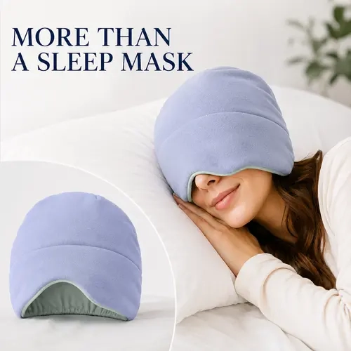 GEECO Reversible Weighted Sleep Cap - Soft Brushed Fleece, Cooling Lining, Micro Weighted Beads, Easy Care, Hand Wash Only, Stretch Edge for a Snug Fit, Wraparound Night Mask Alternative, Eye Covers for Sleeping, Ideal for Bed Travel,sohochic