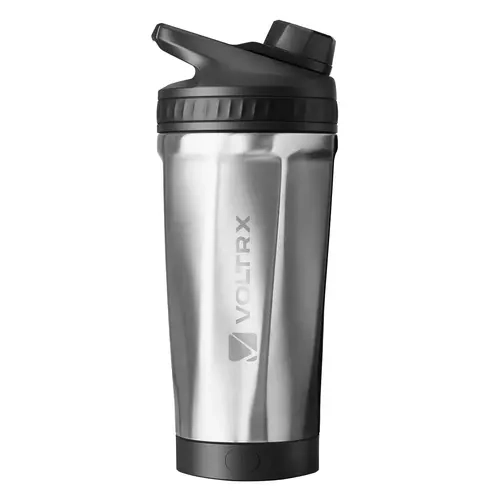 VOLTRX ChillMix Insulated Stainless Steel Protein Shaker Cup - 16 oz Chrome Steel USB-C Rechargeable Electric Mixer, Double Wall Insulated Sports Bottle, Leakproof Water Bottle for Protein Mixes, Meal Replacements (TikTok Shop Back to School)