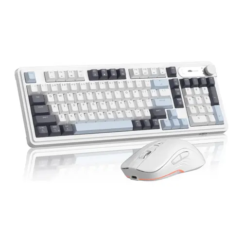 MAGEGEE GK960 Rechargeable Wireless Keyboard and Mouse Combo, 2.4GHz Tech Connection, Gorgeous RGB Backlight, Knob Design, Charging Function, Smart Sleep Mode, Suitable for Gaming & Office Use
