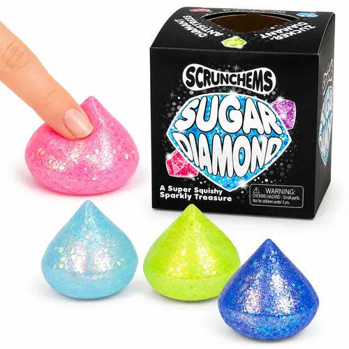 Scrunchems Original Sugar Diamonds Squishy Fidget Toy (1pc) - Color Shipped Assorted, Novelty Stress Relief Toy for Kids