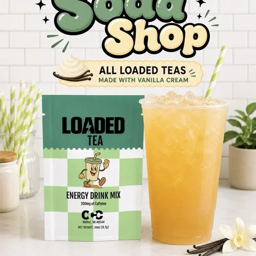 SODA SHOP Loaded Tea 12 pack Bundle | Mixed Flavors | Hydration Caffeinated Flavored Beverage Mix Packets | On the go | Dirty Soda Vanilla Cream Flavors