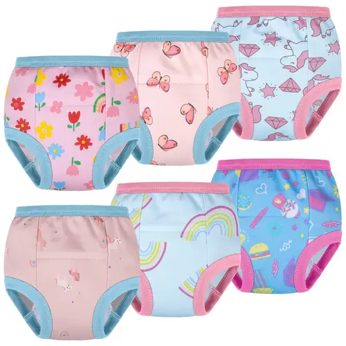 BIG ELEPHANT Toddler Training Pants, Soft 100% Cotton Light Absorbent Training Underwear ,Butterfly & Rainbow Prints,clothes for back to school,first day of school outfits,sohochic
