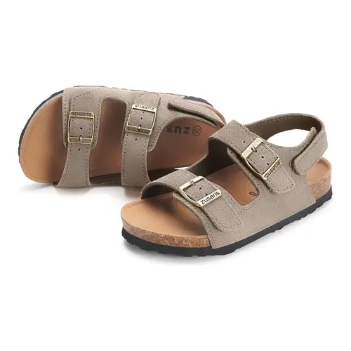 KUKTO Kids' 13-14 Years Synthetic Cork Footbed Sandals, Adjustable Strap Double Buckle Slip-On Comfort Footwear for Boys & Girls,sohochic