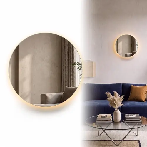 Hoodink Contemporary Round Indoor LED Wall Lamp - Black Wood Grain, Brushed Gold & Linen Texture Finishes, 3-Level Dimmable Adjustable Ambient, USB Rechargeable Night, Indoor Lighting for Bedroom, Decorative Dimming, Room Decor, Led Lights,sohochic