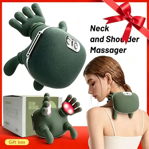 Upgraded Wireless Neck-Shoulder Massager with Heat - 3D Shiatsu Kneading Device for Deep Tissue Pain Relief, Lightweight Portable Personal Care Appliance, Relaxing Self Care Products, Adulting Birthday Gifts for Him, Portable Shiatsu,sohochic