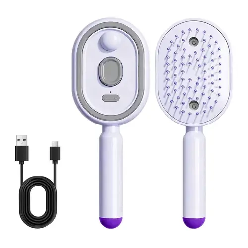 Electric Spray Hair Brush with Relaxing Scalp Massage - Rechargeable Anti-Tangle Comb Spray Tool, USB-C Home Care Styling Brush for Frizz Control, Curly Hairstyles, Dry & Damaged Hair for Women
