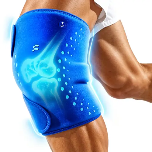 Fitomo Premium Adjustable Knee Ice Pack Wrap with Straps, Hot & Cold Gel Knee Brace with 360° Compression & 3D Cooling Gel, Reusable Hands-Free Support for Knee, Shoulder, Elbow, Calf & Thigh Care