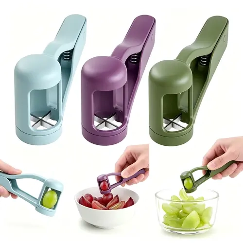 Durable Fruit Tool Grape Cutter, Grape Slicer Kitchen Gadget for Vegetable Fruit Salad Cake Decor, Grape Slicer Kitchen Gadget, Stainless Steel Baby Grape Quarter Cutter Tool for Cherry Tomato Strawberry Blueberry,sohochic