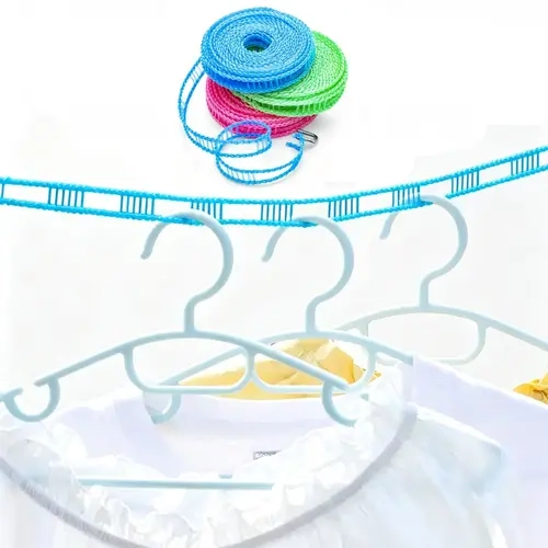 Nylon Plastic Laundry Suspension Cord Set (Random Color-3pcs), Functional Hook-On, Length-Adjustable, Wind-Resistant Laundry Tool for Households, Indoor Spaces, Outdoor Balconies