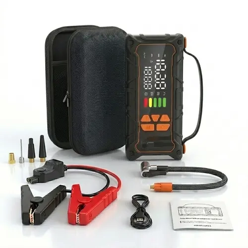 Emergency Car Starter Portable Car Jump Starter,4000A Car Battery Starter, with 160PSI Tire Inflator, 12V Car Battery Starter, 15000mAh Mobile Power Bank, with LED Light.