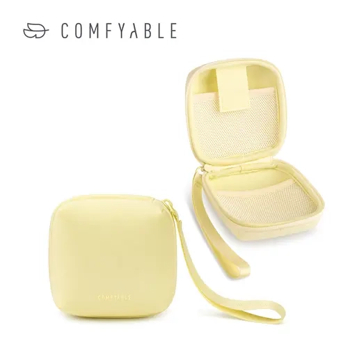 COMFYABLE Puffy Mini Tech Organizer, Cute Cable Organizer Compatible with AirPods, Apple Watch, Chargers, Electronics Accessories, Travel Tech Pouch with Wrist Strap