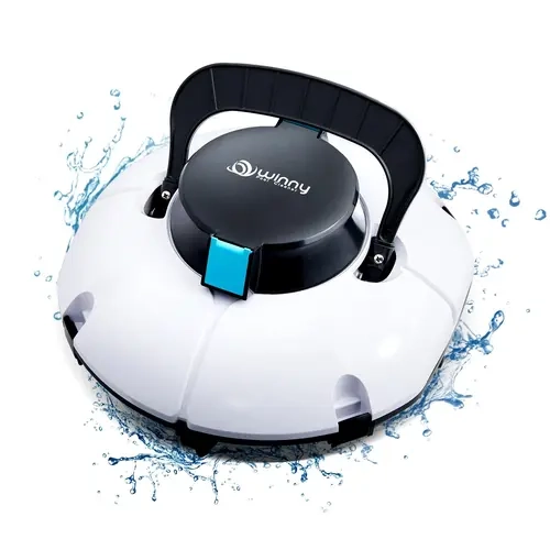Cordless Robotic Pool Cleaner, Winny Pool Cleaner Automatic Pool Vacuum with Dual Filters, 80 Mins Runtime, Ideal for Flat Above Pools Up to 645 Sq.Ft