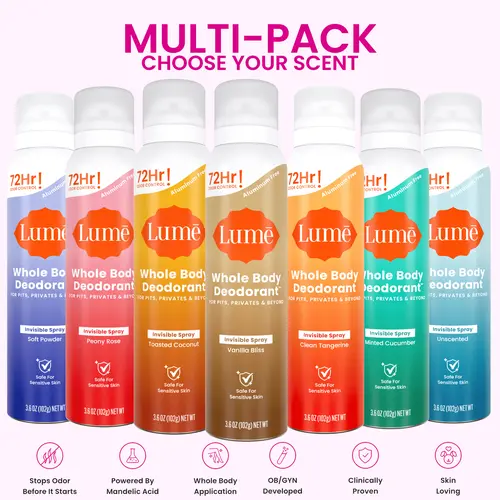 2-Pack - Lume Invisible Spray Deodorant For Women - Whole Body Deodorant Spray - 72 Hr Odor Control - Ozone Friendly, Natural Propellant - Aluminum & Baking Soda Free, Skin Loving