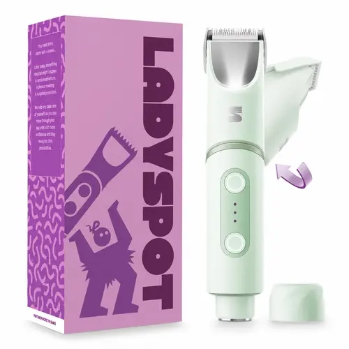 LADYSPOT Electric Bikini Trimmer-180° Rotatable Flexible Ergonomic Head with Built-in Light & Mirror, 2-in-1 Trim & Shave IPX7 Waterproof Wet Dry Lady Trimmer for Leg Underarm Bikini Line,dorm essentials, Dry Shaving Solutions,back to school