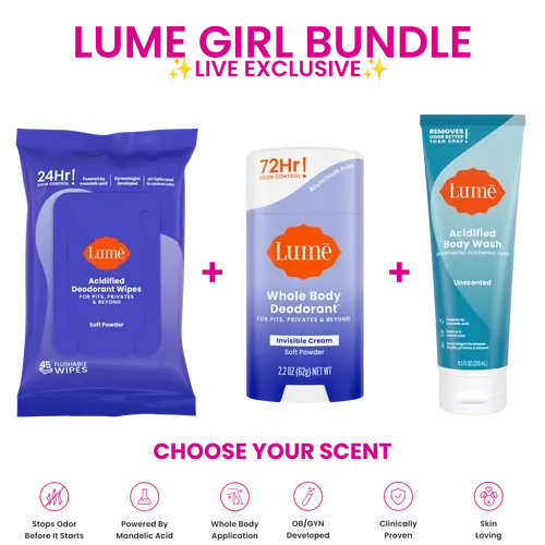 Lume Girl Bundle - Live Exclusive - For The Whole Body - Deodorant - Body Wash - Wipes