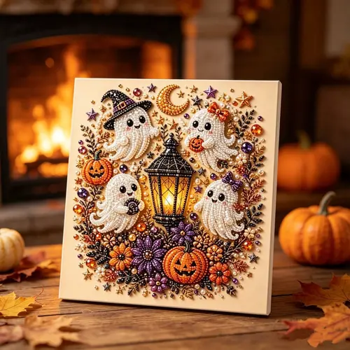 Halloween 3D Pearl Art Kit, DIY Spooky Cute Crafting Supplies for Adults, Fall Home Art Project, Festive Holiday Activity Gift (Home & Party Supplies),sohochic