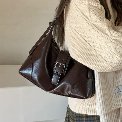 Vintage Casual Versatile Commuter Crossbody Bag, Soft Leather Women's Handbag, Shoulder Strap Tote Bag, Unique Style Accessory, Everyday Bag