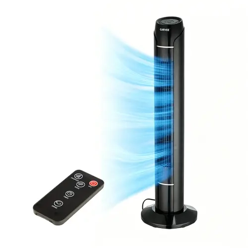 Garvee Modern 36 in Tall Tower Silent Standing Fan for Bedroom - Upgraded DC Motor, 56dB Low Noise, 18ft/s Powerful Airflow, 60° Oscillation, 3 Speeds, 4 Modes, Bladeless, Remote & Touch Control