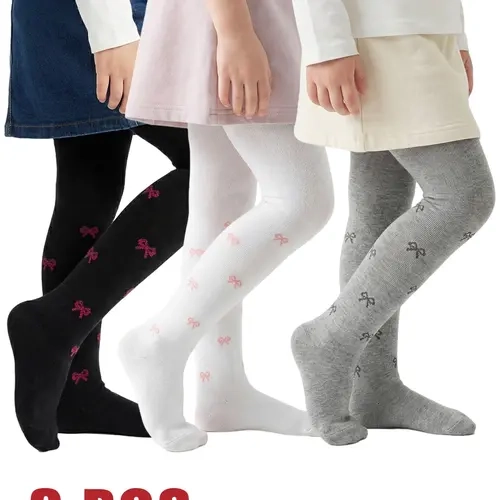 3-Piece Kids' Spring and Autumn Tights, Girls' Skinny Leggings, Ideal for Children's Daily Wear, Soft and Comfortable with Moderate Thickness