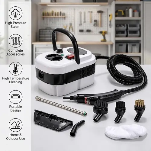 【Toolupgrade】2500W Multi-Purpose Portable Steam Cleaner - High-Temp Plastic Body Power Tool for Home Tile, Grout Surfaces - Car Detailing, Father's Day Gift, High-Temp Steam, Tile Cleaning, Tools And Gadgets,toolupgrade