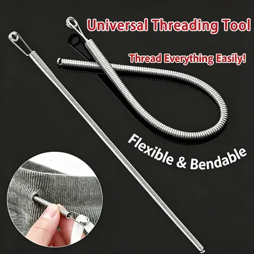 2 PCS Spring Drawstring Needle Threader,DIY Rope Threader Clip,Drawstrings Replacement with Easy Threaders,Drawstring Threader Tool Set,for Drawstring Replacement for Hoodies,Pants