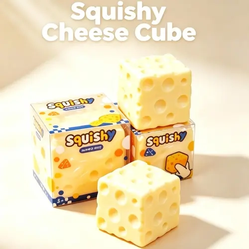 Cheese Cube Squishy Moldable Soft Fidget Toy Lover Squishy Ball ASMR Stress Ball Non-Rebound And Slow Rebound Fidget Toy Creative Desk Toy Holiday Gift Exchange Party Favor Novelty Sensory Play Toy For Kids Teens Adults