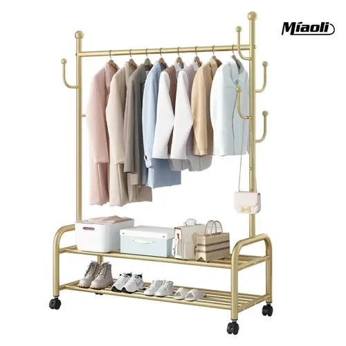Miaoli Floor-Standing Modern Minimalist Coat Rack - Portable Multifunctional Entryway Hanger Stand, Indoor Furniture Floor Rack for Home Clothes Storage & Drying