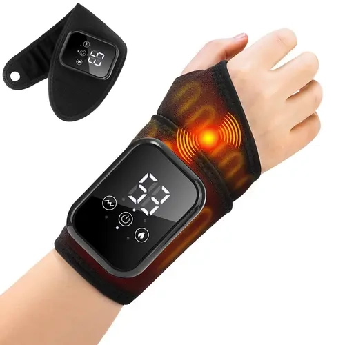 Adjustable Cordless Heating Pad for Hand Pain Relief - Wearable Heating Pads with 3 Heat Levels, Vibration Mode, 2000mAh Rechargeable Battery, 15 Min Auto-Off Set, Velcro Wrap, Heat Compress, Thermal Warm for Arthritis, Carpal Tunnel (Left/Right Hand)