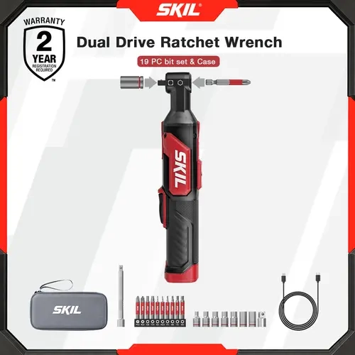 SKIL New Arrival Dual Drive Cordless Power Ratchet Wrench, 19PC Bit Set & Storage Case – World’s First for Work Tools, Cordless Power Tools