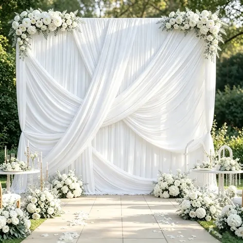 Polyester Rod Pocket Wedding Backdrop Curtain - Plain, Wrinkle-Resistant Fabric Drape, 5x7ft/5×10FT, 5x7ft Options, Christmas Banners, Business Use, Ideal for Photo Backdrops, Multiple Uses,sohochic