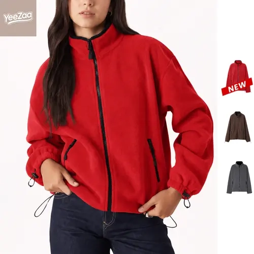 YeeZaa Zip Up Fleece Jacket for Women Outerwear Coat 2026 Fashion Fall Winter Casual Classic-Fit Polar Soft Full-Zip Zip Up Zipper Up Jackets With Pocket Coats