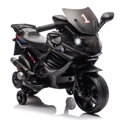Garvee Safe 6V Electric Ride On Motorcycle for Kids – Battery Powered Toddler Toy with Training Wheels – Realistic Engine Sounds, Music, Headlight – Anti-Slip Tires – Gift for Boys & Girls Ages 3+ – Blue/White/Red