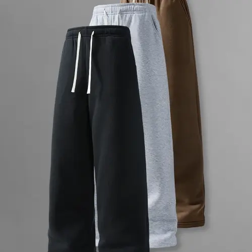 3-Pack Men’s Straight-Leg Pants for Spring/Autumn/All Seasons – Loose, Casual, Versatile; ideal for gym training, outdoor sports, fitness, and everyday wear