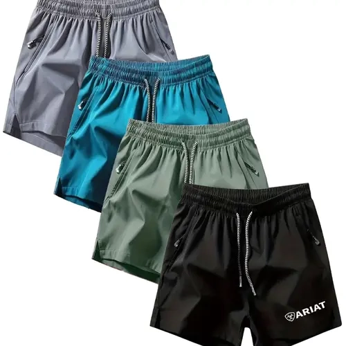 Men's Summer Quick-Dry Sport Shorts with Pockets, Drawstring Zip Pocket Five-Quarter Pants, Breathable Loose Fit for Fitness Running Beach Home Commute, Drawstring Athletic Shorts