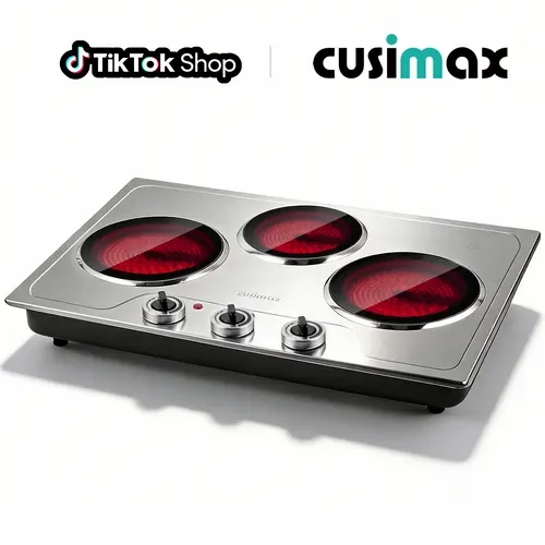 CUSIMAX Rectangular 3-Burner Electric Hot Plate - 7-in Ceramic Glass Stove, Infrared Burners, 11 Temp Levels, 1800W, 120V Plug, Safety Compliant, Commercial Household Appliance, 30-Day Returns (SummerFinds, TikTokShopBackToSchool)