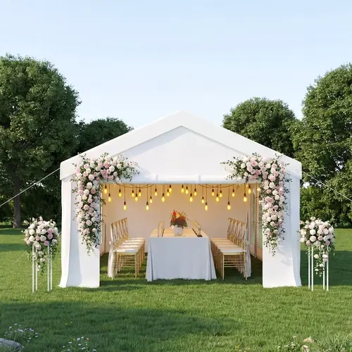 ONBRILL 13x26 Rectangular Heavy Duty Party Tent - Steel Frame, Weatherproof Event Shelter with Enhanced Galvanized Structure, Sidewalls, Sandbag Base, Requires Setup for Outdoor Weddings, Birthday Parties