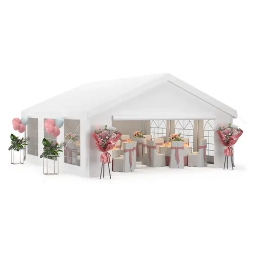ONBRILL 20x16 Rectangular Heavy Duty Party Tent - Waterproof BBQ Canopy, UV Resistant Canopy, Weather Resistant Shelter with Enhanced Galvanized Frame, Sidewalls, Built-in Sandbags for Outdoor Weddings, Birthday Parties (Requires Setup)