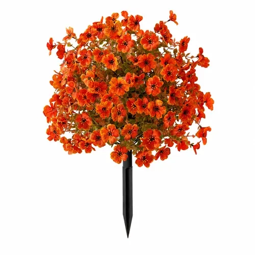 UV-Resistant Outdoor Artificial Orange Fall Topiary Ball Tree with Ground Spike, 1/2 Pack Faux Autumn Shrub, Decorative Plant for Porch Patio, Halloween Thanksgiving Home Decor, Plants