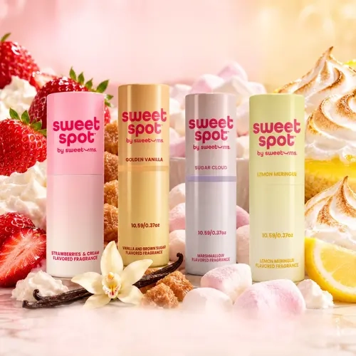 The Gourmand Fragrance Bundle- Strawberries and Cream, Golden Vanilla, Marshmallow and Lemon Meringue Pie Fragrances with Scent and Flavor- Solid Fragrance- Kissable Fragrance- Gourmand