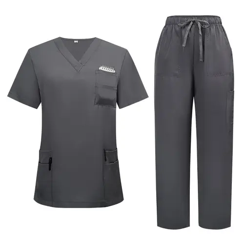 Women's 2-Piece Medical Workwear Scrubs Set - Short Sleeve Top & Straight Leg Pants, Durable for Nurses, Hospital Operating Room Use (Set Includes Pants)