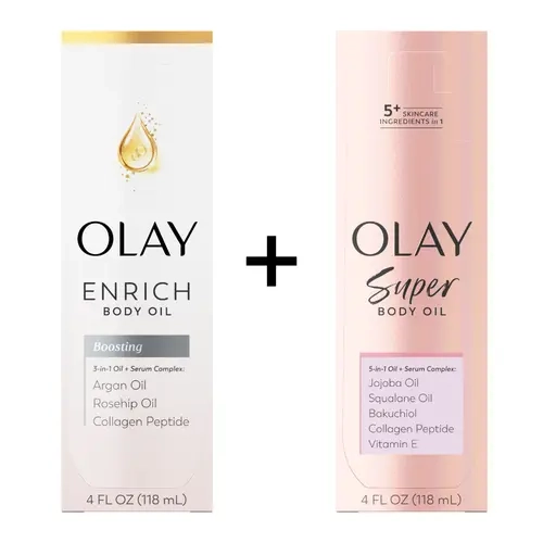 OLAY Body Care Discovery Duo Set - 3-in-1 Enrich Formula & 5-in-1 Super Complex Infused with Caramel Serum, Argan, Jojoba, Peptides, Vanilla, Pistachio