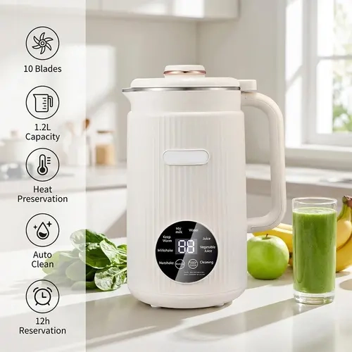 Powerful Corded 8in1 Nut Milk Maker, 12-Blade 40oz Large Capacity Meshless Grinding Machine for Homemade Almond/Oat Milk, with Delay Start, Keep Warm, Self-Cleaning, Boil Water, Blender Functions for Convenience,sohochic