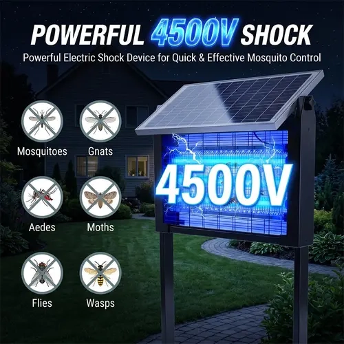 【Clearance Sale】Wireless Solar Mosquito Killer Lamp - High-Power Waterproof Electronic Insect Zapper, Outdoor Gadgets, 3 Tubes, Dual Charge, 6000mAh Battery, UV Attractant Light, Safe Mesh, Auto Trap & Manual Kill Functions, for Garden, Camping, Insect Za