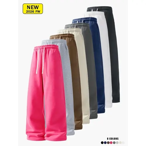 Men’s Casual Athletic Polyester Baggy Sweatpants - Loose Straight Fit, Versatile Streetwear Clothing for Spring/Summer/Autumn - Men’s Stuff Clothes, Male Clothing
