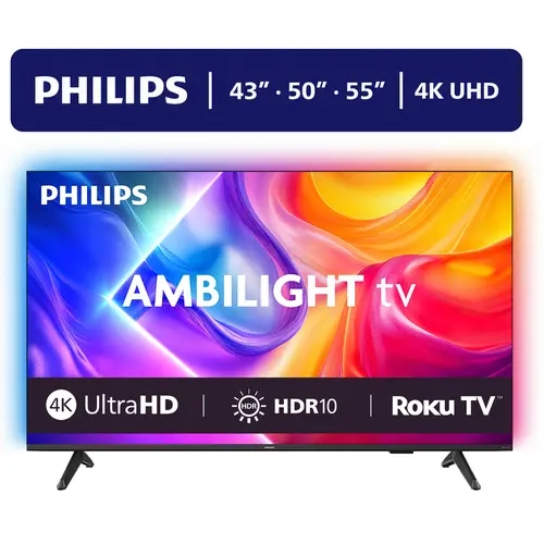 Philips Ambilight TV, 4K UHD Smart Roku TV with Dynamic LED Lighting, Hdr Television,sohochic
