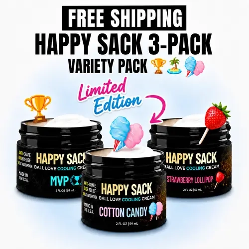 Derm Dude Happy Sack Ball Love Cooling Cream | Variety Pack 3 Pack | Cotton Candy, Strawberry Lollipop and MVP Scents