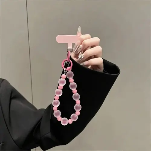 Unisex Multiple Colors Frosted Plastic Phone Chains - Random Korean-Style Cute Dopamine Necklaces, Ins-Style Beaded Pendants, Phone Charms, Cellphone Lanyard Chain, Whimsical Accessories for Smartphones