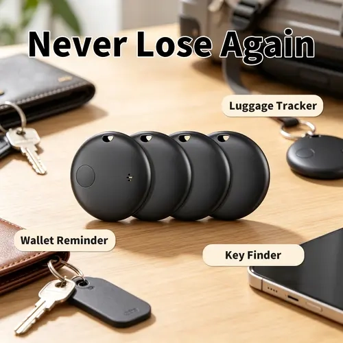 Air Tracker Tags 4 Pack, Key Finder | Bluetooth Tracker Compatible with Apple Find My, Replaceable Battery Tracker for Keys, Luggage, Backpacks & Bags, KUKIHO