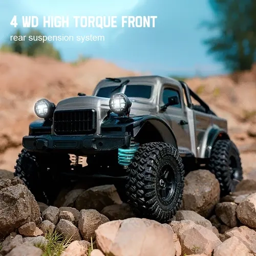 JJRC Unisex Car Theme 2026 High-Torque RC Pickup Crawler - Carbon Brushed Motor, Ultra-Low Center Chassis, Lightweight Vacuum Shell, Wide-Traction Axle System for All-Terrain Rock Climbing, Obstacle Dominance