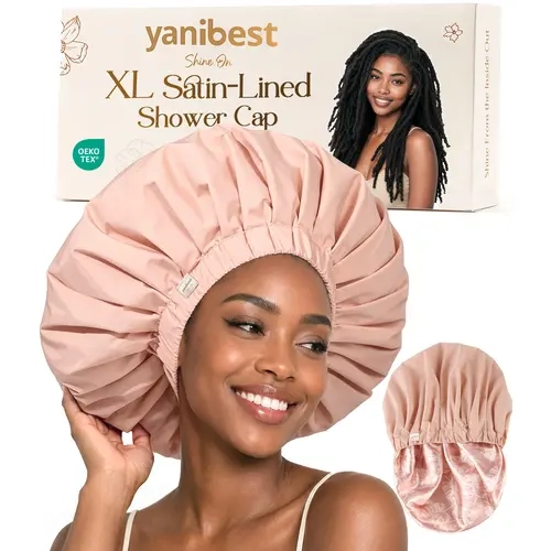 YANIBEST Extra Large Satin Hair Cap - Waterproof Reusable Shampoo Cap for Long Braids, Unscented Hair Styling Accessory,sohochic